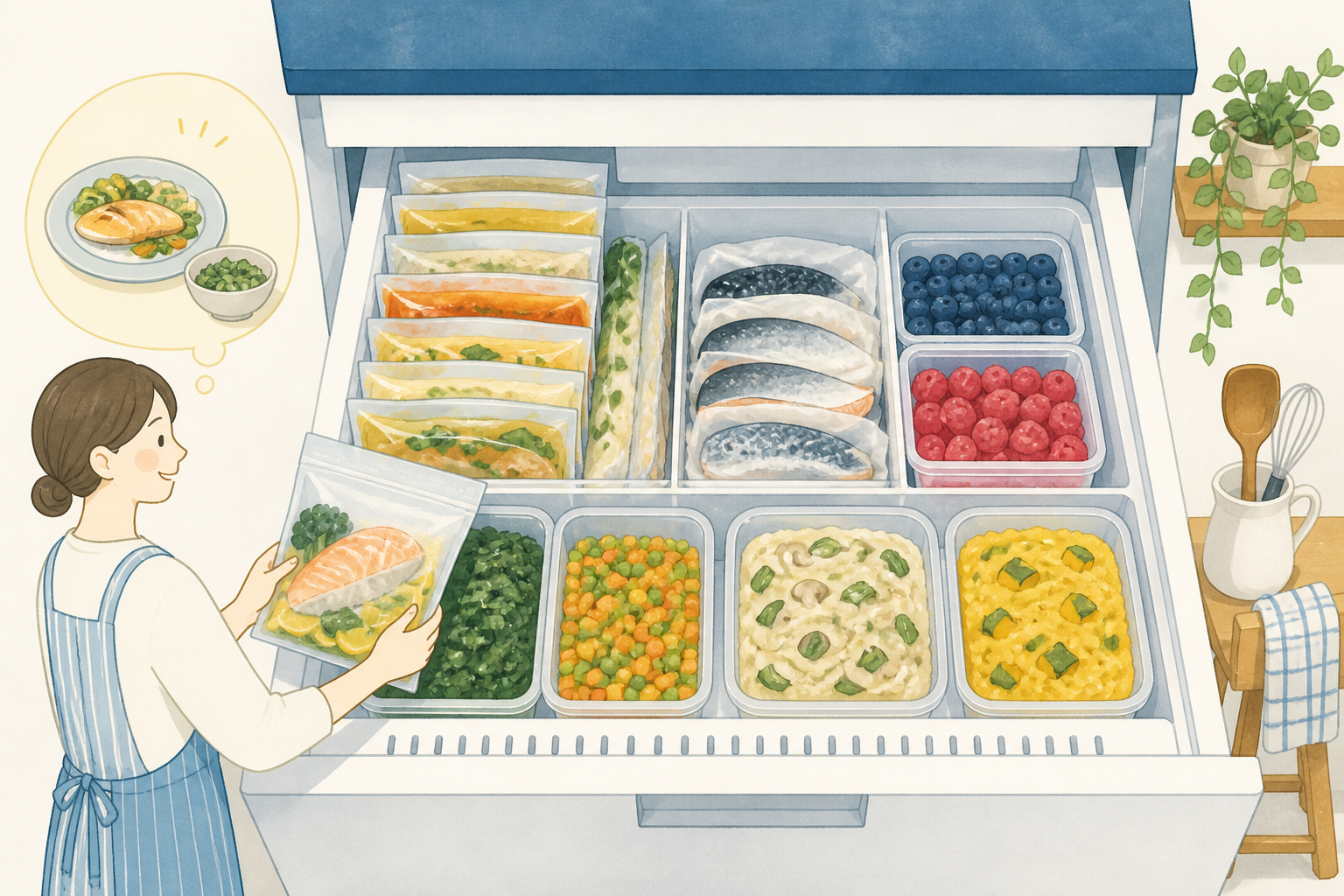 冷凍食品を整理しているイメージ